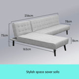 Sarantino 3-Seater Corner Wood Sofa Bed Lounge Chaise Sofa Light Grey