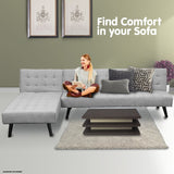 Sarantino 3-Seater Corner Wood Sofa Bed Lounge Chaise Sofa Light Grey