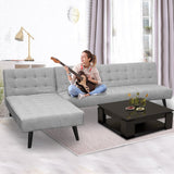 Sarantino 3-Seater Corner Wood Sofa Bed Lounge Chaise Sofa Light Grey