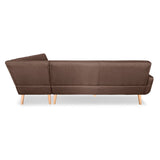 Faux Linen Corner Wooden Sofa Lounge L-shaped with Chaise Brown