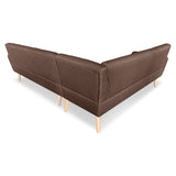 Faux Linen Corner Wooden Sofa Lounge L-shaped with Chaise Brown