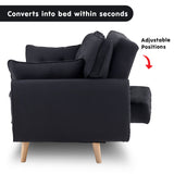 Sarantino 3 Seater Modular Linen Fabric Sofa Bed Couch Futon - Black