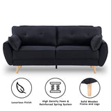 Sarantino 3 Seater Modular Linen Fabric Sofa Bed Couch Futon - Black