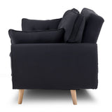 Sarantino 3 Seater Modular Linen Fabric Sofa Bed Couch Futon - Black