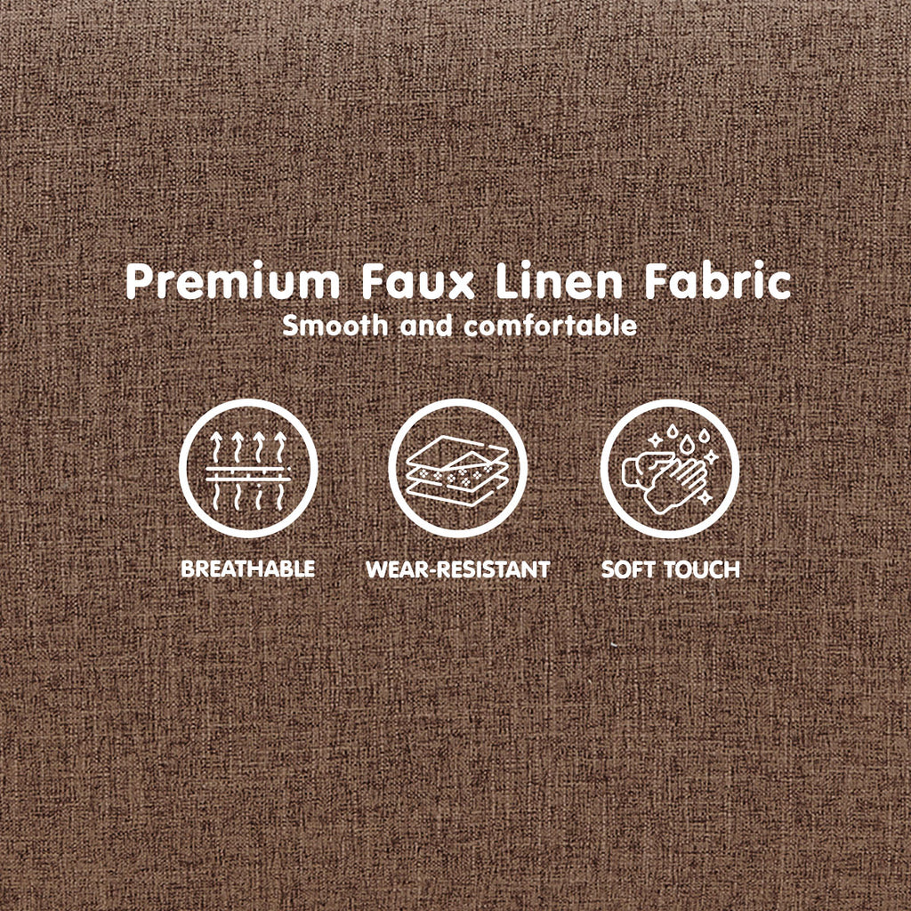 Sarantino 3 Seater Modular Linen Fabric Sofa Bed Couch Futon - Brown