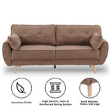 Sarantino 3 Seater Modular Linen Fabric Sofa Bed Couch Futon - Brown