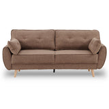 Sarantino 3 Seater Modular Linen Fabric Sofa Bed Couch Futon - Brown