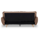 Sarantino 3 Seater Modular Linen Fabric Sofa Bed Couch Futon - Brown