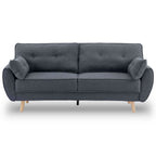 Sarantino 3 Seater Modular Linen Fabric Wood Sofa Bed Couch- Dark Grey