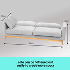 Sarantino 3 Seater Faux Velvet Sofa Bed Couch Furniture Light Grey