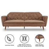 Sarantino Faux Velvet Tufted Sofa Bed Couch Futon - Brown