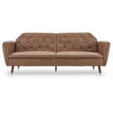 Sarantino Faux Velvet Tufted Sofa Bed Couch Futon - Brown