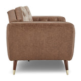 Sarantino Faux Velvet Tufted Sofa Bed Couch Futon - Brown