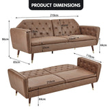 Sarantino Faux Velvet Tufted Sofa Bed Couch Futon - Brown