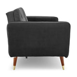 Sarantino Faux Velvet Tufted Sofa Bed Couch Futon - Black