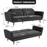 Sarantino Faux Velvet Tufted Sofa Bed Couch Futon - Black
