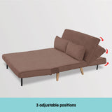 Sarantino 2-Seater Adjustable Sofa Bed Lounge Faux Linen - Brown