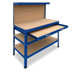 3-Layered Work Bench Garage Storage Table Tool Shop Shelf Blue