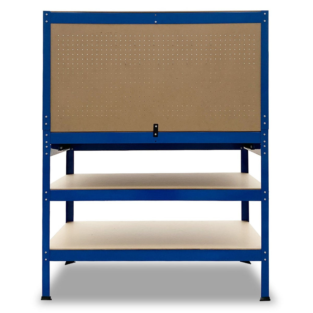 3-Layered Work Bench Garage Storage Table Tool Shop Shelf Blue