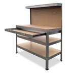 3-Layered Work Bench Garage Storage Table Tool Shop Shelf Silver