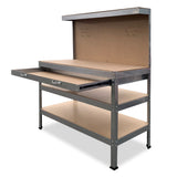 3-Layered Work Bench Garage Storage Table Tool Shop Shelf Silver