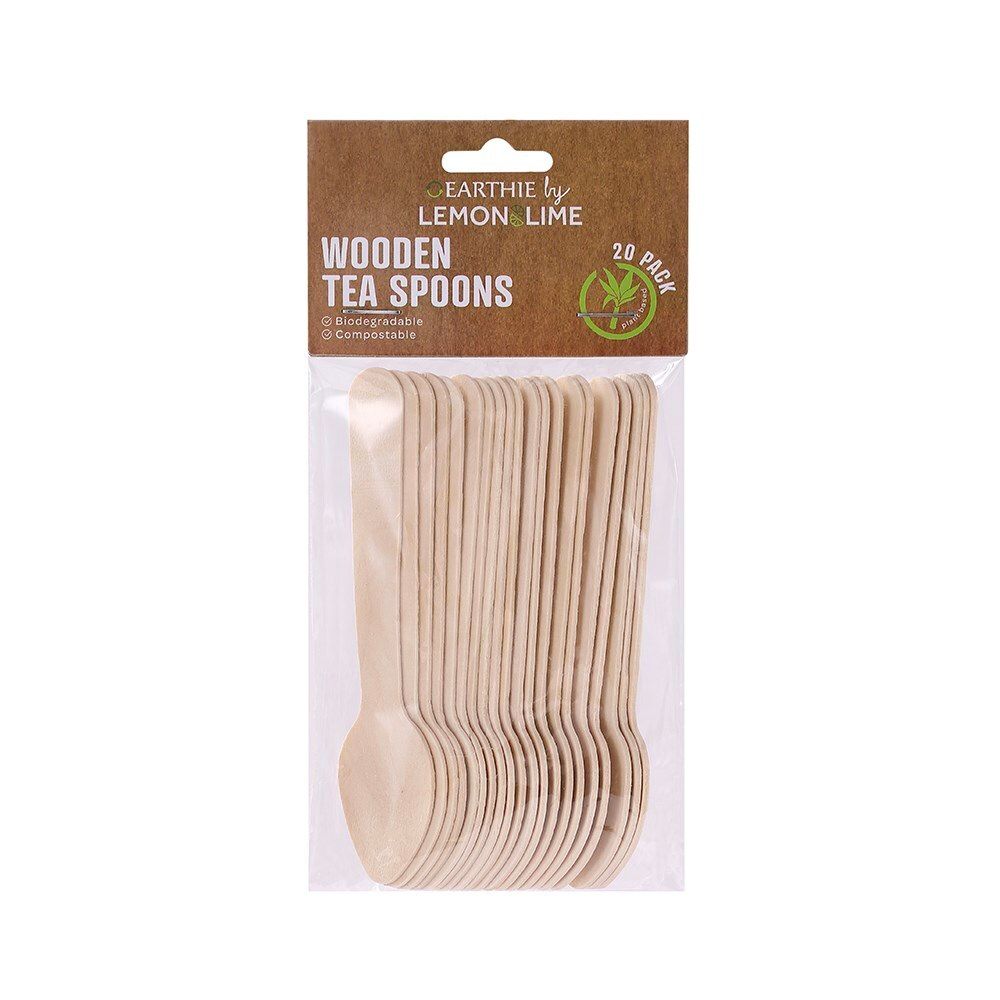 2 Pack x Lemon & Lime Eco 11cm Wooden Tea Spoons 20pc