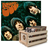 Crosley Record Storage Crate &  The Beatles Rubber Soul - Vinyl Album Bundle