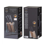MasterPro Onyx Stainless Steel Chef Knives with Glass Wood Block - 6 Piece