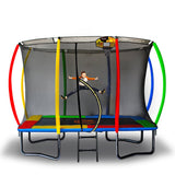 Kahuna Trampoline 8 Ft X 11 Ft Outdoor Rectangular Rainbow with Basketball Set