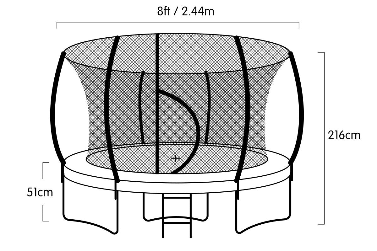 Kahuna Trampoline 8 ft with  Roof - Rainbow
