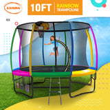 Kahuna Trampoline 10 ft with Basketball set - Rainbow