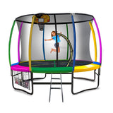 Kahuna Trampoline 14 ft with Basketball Set - Rainbow