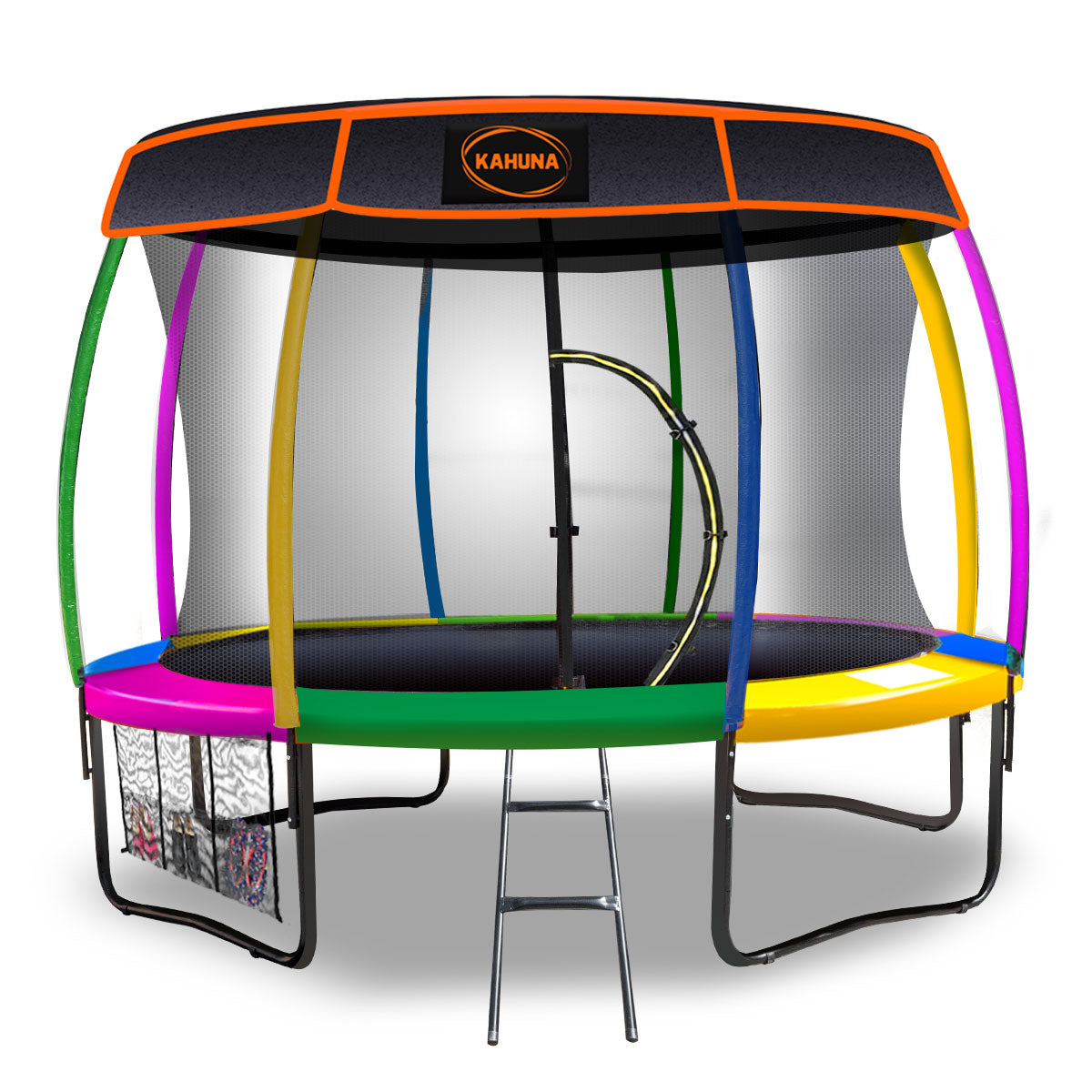 Kahuna Trampoline 14 ft with  Roof - Rainbow