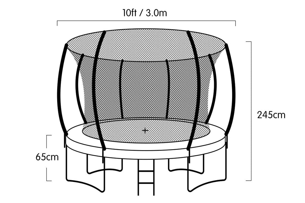 Kahuna Trampoline 10 ft with  Roof - Rainbow