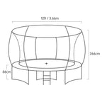 Trampoline Kahuna 12 ft Round Outdoor Kids with Safety Enclosure Net