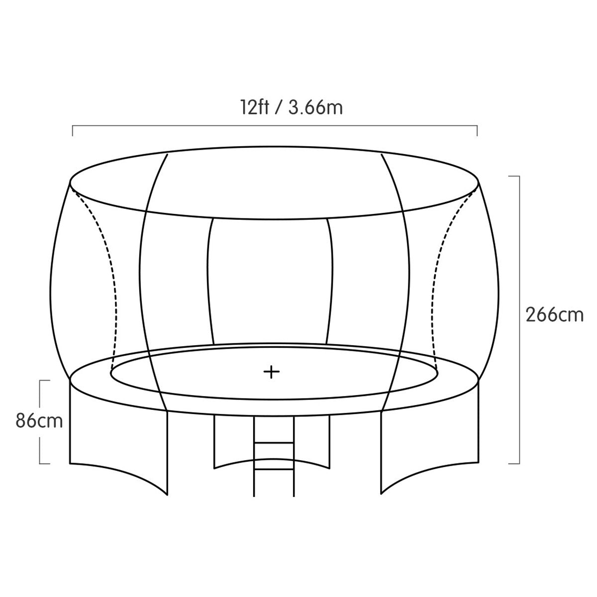 Trampoline Kahuna 12 ft Round Outdoor Kids with Safety Enclosure Net