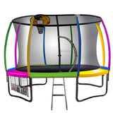 Kahuna Trampoline 12 ft with Basketball set - Rainbow