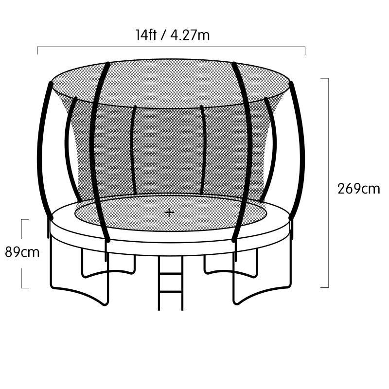 Kahuna Trampoline 14 ft with Basketball Set - Rainbow
