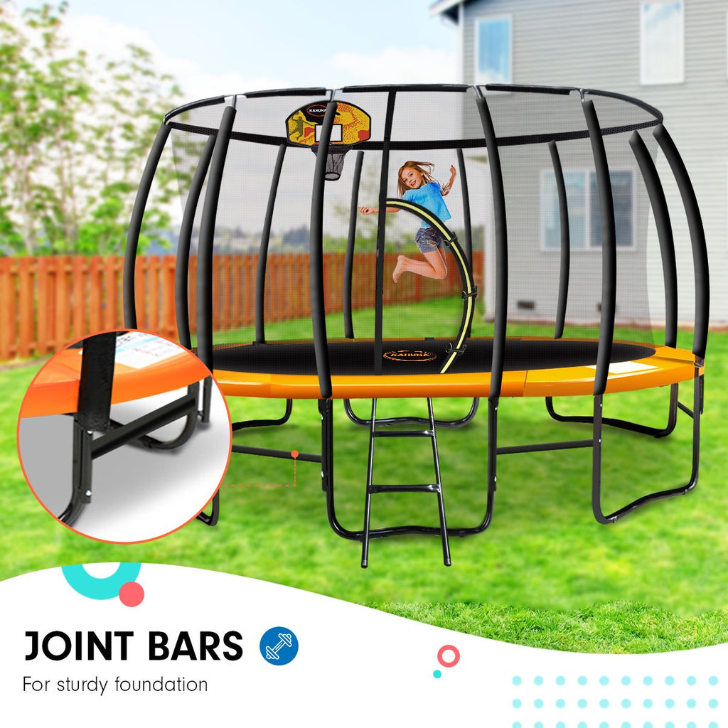 Kahuna Trampoline 16 ft with Basketball set - Orange