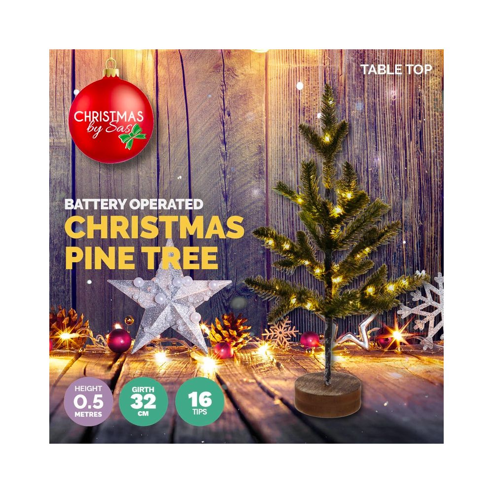 Battery Operated Light Up Christmas Tree - 50cm