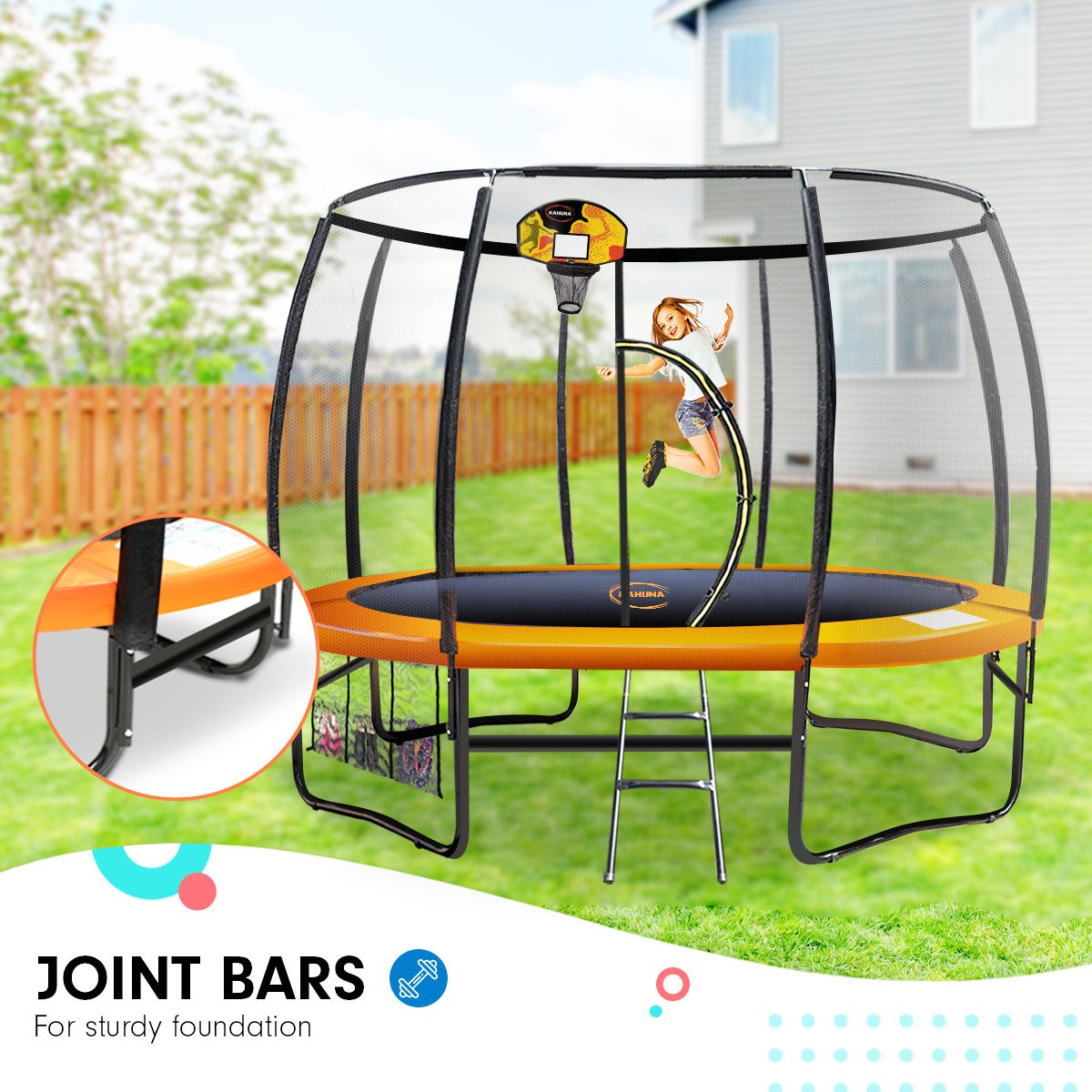 Kahuna 10ft Springless Trampoline with Basketball Set