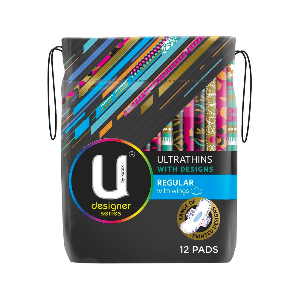 2 Pack x U By Kotex Designer Series Ultrathins Pads Wing Regular 12pc
