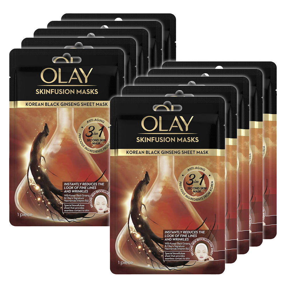 Olay Skin Fusion Masks Korean Black Ginseng Sheet - 10 Pack