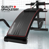 Powertrain Incline Sit-Up Bench with Resistance Bands and Rowing Bar