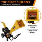 Ducar 7HP Wood Chipper Shredder Mulcher Grinder Petrol Yellow