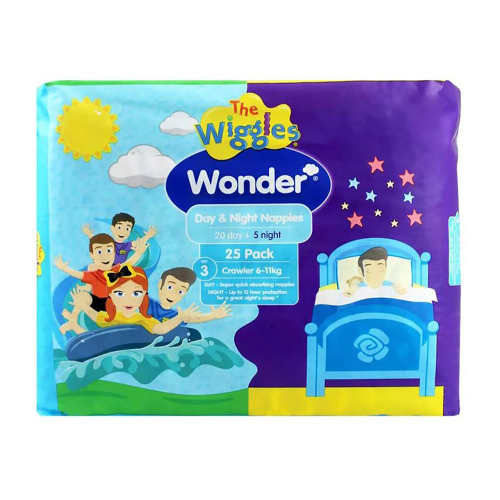Wonder Nappies The Wiggles Day & Night Crawler Size 3 6-11Kg 25 Pack